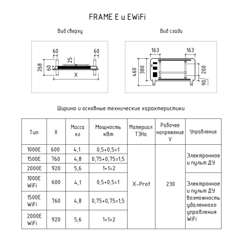 Конвектор электрический THERMEX Frame 1000E Wi-Fi