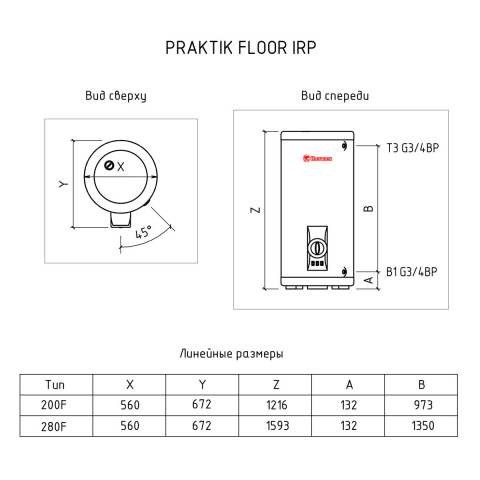 Водонагреватель напольный THERMEX Praktik Floor IRP 300 F