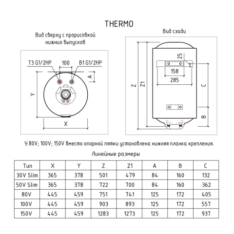 Водонагреватель круглый THERMEX Thermo 100 V вертикальный